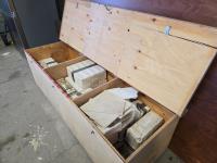 Hinged Lid Wooden Box with Qty of Marble Tile