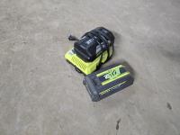 Qty of (2) Ryobi 40V Batteries + Charger