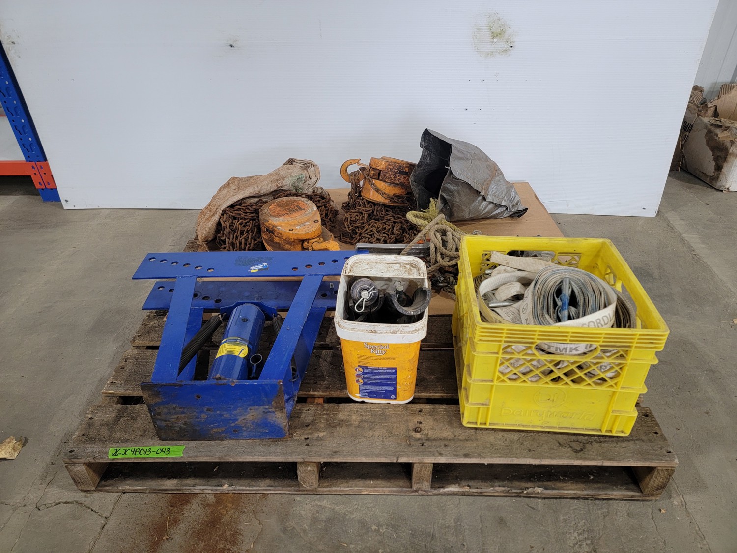 Hydraulic Pipe Bender, (2) 1 Chain Hoists, Come Along, Tire Weights and ...