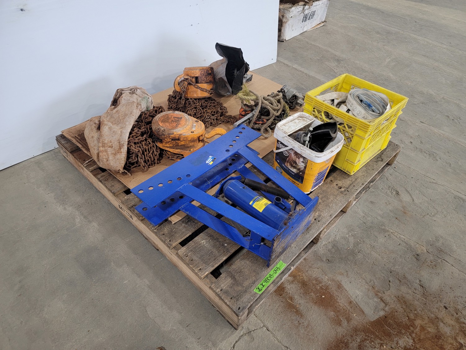 Hydraulic Pipe Bender, (2) 1 Chain Hoists, Come Along, Tire Weights and ...