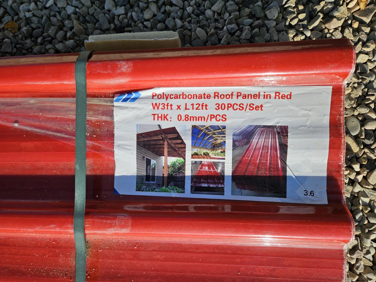 (30) Red Polycarbonate Roof Panels 25II Team Auctions